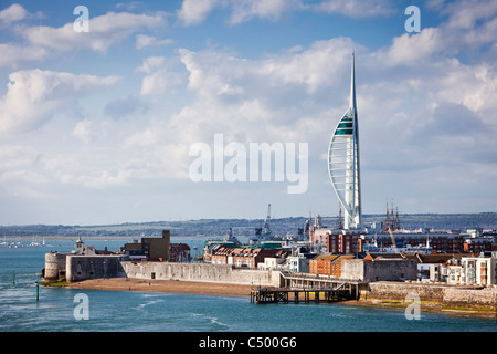 Spinnaker Tower in Portsmouth Harbour England UK and Round Tower