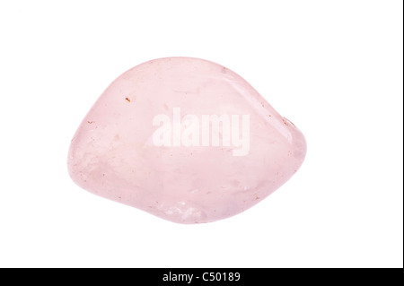 Cutout of a rose quartz gemstone on white background Stock Photo