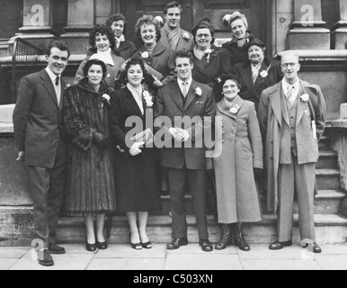 A family group picture at a wedding in London 1949. Stock Photo