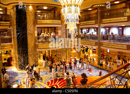 Disney Dream's elegant Atrium Lobby features a richly detailed Art Deco design Stock Photo