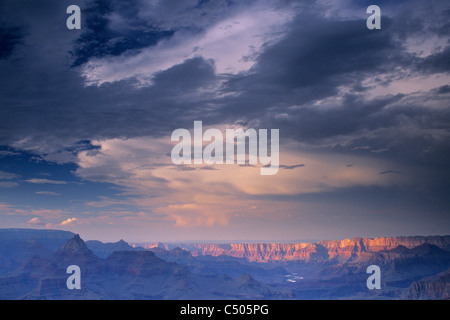 Stormy sunset over the Grand Canyon as seen from Grandview Point, S. Rim, Grand Canyon Nat'l. Park, ARIZONA Stock Photo