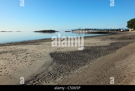 Willows beach looking towards oak bay marina Victoria BC Canada on a calm sunny summer morning Stock Photo