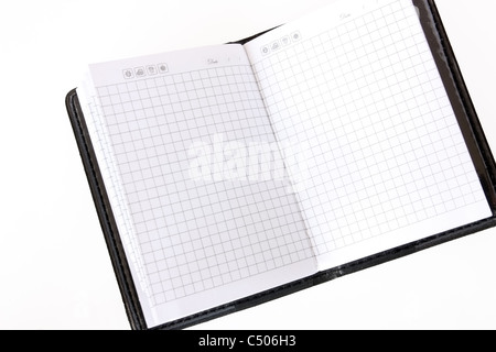 It shows a notebook on a white background Stock Photo