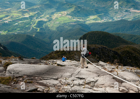 climbers descending from the summit of Mount Kinabalu in Sabah, Borneo, Malaysia Stock Photo