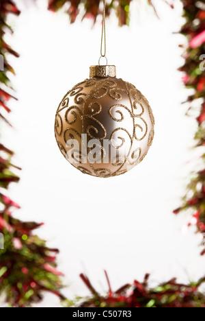 Christmas bauble and tinsel. Stock Photo