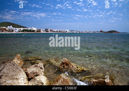 View of the bay of Santa Eulalia, Ibiza, Spain Stock Photo