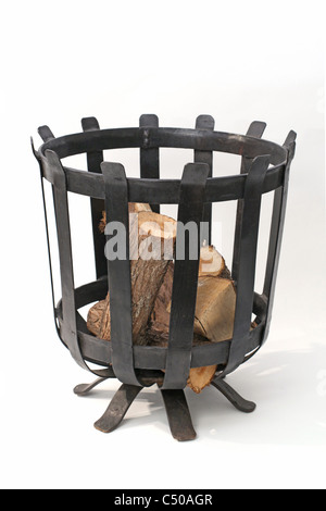 metal log basket Stock Photo