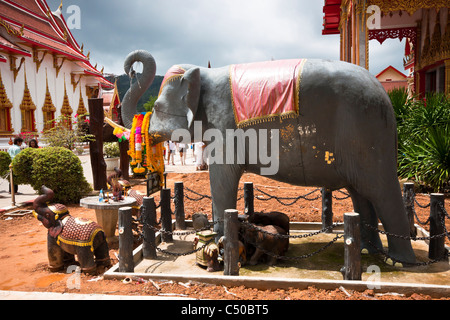 Elephant statue next to Wat Chalong - Buddhist temple in Phuket, Thailand. Stock Photo