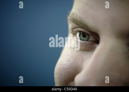Close up of Caucasian man's eye Stock Photo