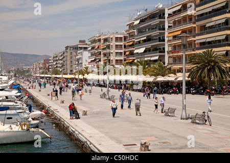 waterfront promenade of the coastal port city Volos in Thessaly on the Greek mainland, Greece Stock Photo