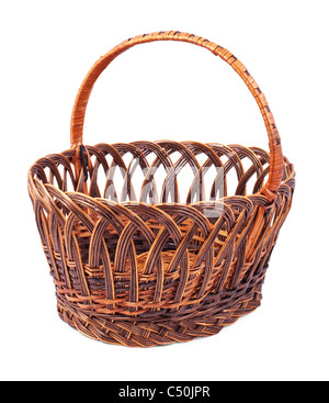 wicker basket isolated on white background Stock Photo