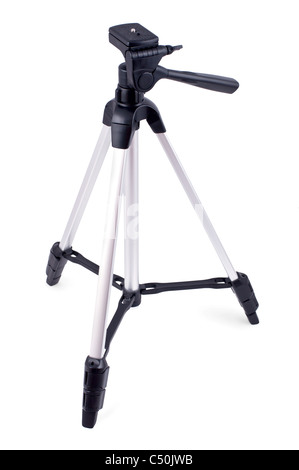 The camera tripod is isolated on a white background. A tool for ...