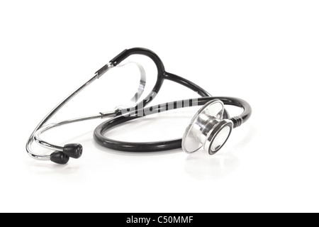 Black And Silver Stethoscope Isolated On A White Background Stock Photo ...