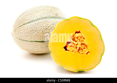 Cantaloupe on a white background Stock Photo