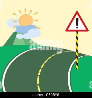 warning road sign on dangerous steep Stock Photo