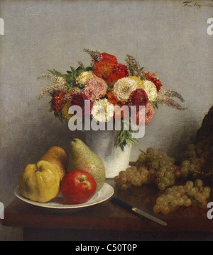 Henri Fantin-Latour  Fleurs et fruits - Flowers and fruit  1865  Orsay Museum - Paris Stock Photo