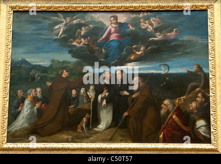 The Virgin Adored by Saints, ca. 1609, by Scarsellino Stock Photo