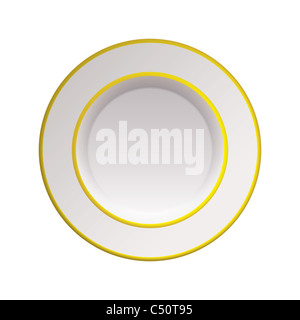 Clean crisp white china plate with gold rim Stock Photo