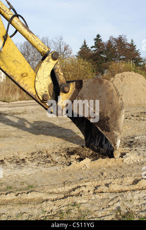 Excavator arm, fragmen of the building machine Stock Photo