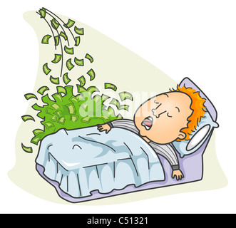 Businessman Making Money while Sleeping with clipping path Stock Photo