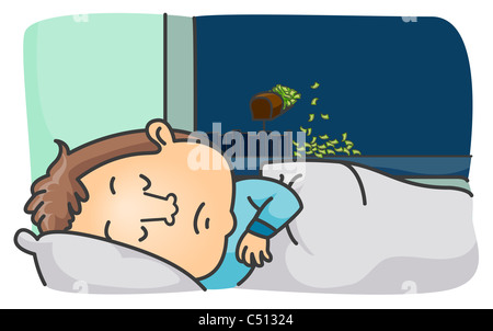 Making Money while Sleeping with clipping path Stock Photo