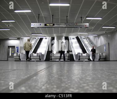 Escalators in King's Cross Station, London Underground, London, England Stock Photo