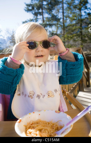 Baby girl with sunglasses Stock Photo