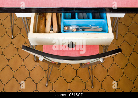 Sliverware stored in drawer Stock Photo