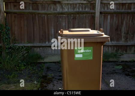 Brown garden wheelie bin Stock Photo