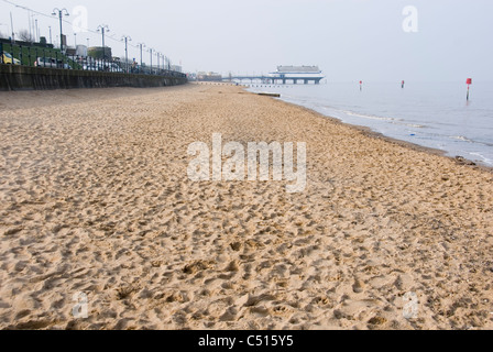 Tide in on Sandy Beach at Cleethorpes, South Humberside, UK Stock Photo