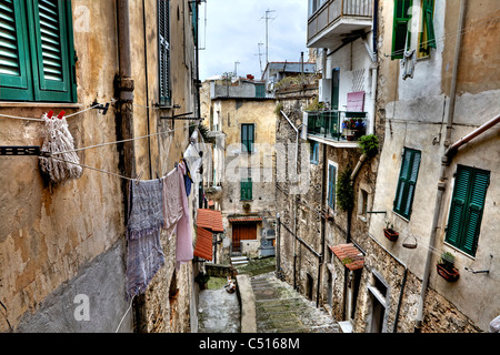 medieval old town of Sanremo, called Pigna, with winding streets Stock Photo