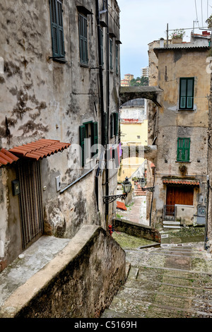 medieval old town of Sanremo, called Pigna, with winding streets Stock Photo