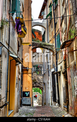 medieval old town of Sanremo, called Pigna, with winding streets Stock Photo