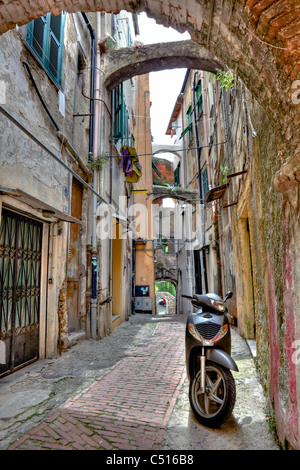 medieval old town of Sanremo, called Pigna, with winding streets Stock Photo