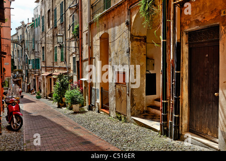 medieval old town of Sanremo, called Pigna, with winding streets Stock Photo