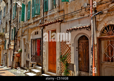 medieval old town of Sanremo, called Pigna, with winding streets Stock Photo