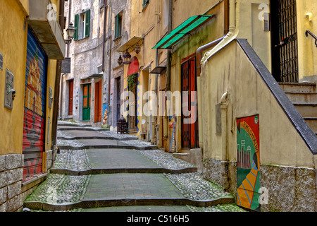 medieval old town of Sanremo, called Pigna, with winding streets Stock Photo