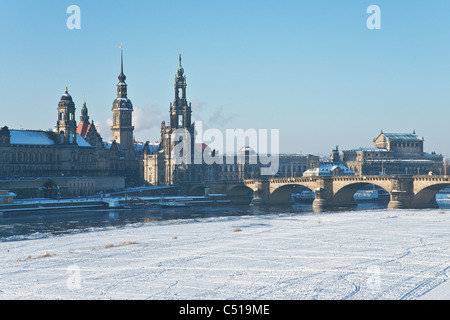 Dresden at wintertime, Saxony, Germany Europe Stock Photo