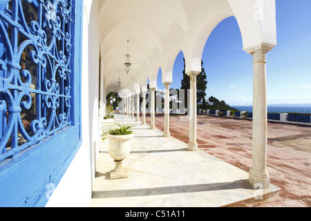 Africa, North Africa, Tunisia, Sidi Bou Said, Archways, The Centre of Arab and Mediterranean Music Stock Photo