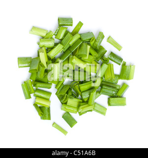 fresh chopped green onions isolated on white Stock Photo
