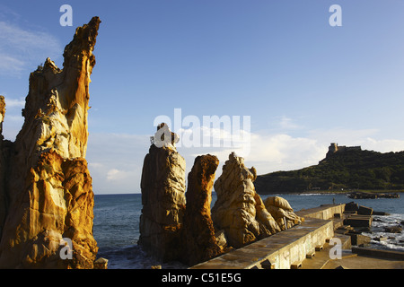 Africa, Tunisia, Tabarka, The Needles, Les Aiguilles, Genoese Fort in the Background Stock Photo