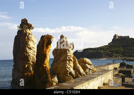 Africa, Tunisia, Tabarka, The Needles, Les Aiguilles, Genoese Fort in the Background Stock Photo