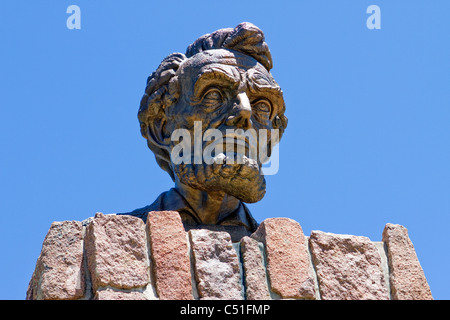 Robert Russi's bronze sculpture of Lincoln's head erected in honor of his 150th birthday on interstate 80 near Laramie, Wyoming.