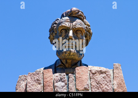 Robert Russi's bronze sculpture of Lincoln's head erected in honor of his 150th birthday on interstate 80 near Laramie, Wyoming.