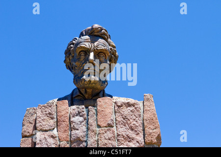 Robert Russi's bronze sculpture of Lincoln's head erected in honor of his 150th birthday on interstate 80 near Laramie, Wyoming.