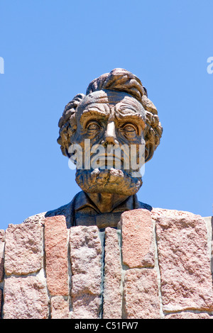 Robert Russi's bronze sculpture of Lincoln's head erected in honor of his 150th birthday on interstate 80 near Laramie, Wyoming.