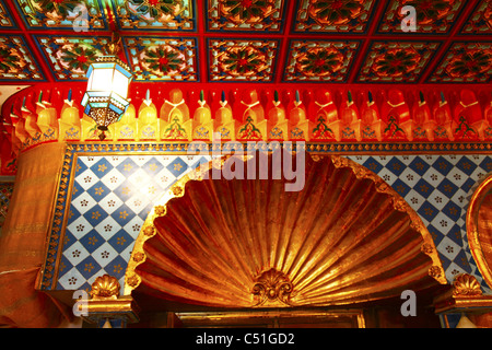 Africa, Tunisia, Kairouan, Restaurant Errachid, Decorated Ceiling and Walls Stock Photo