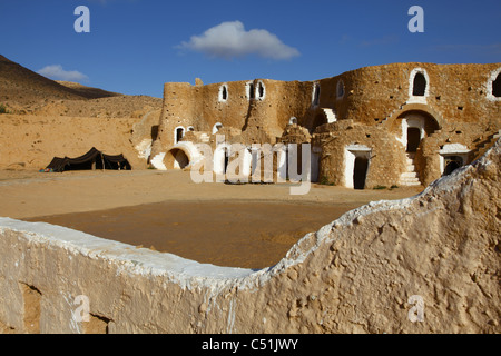 Africa, Tunisia, Matmata, Troglodyte Pit Dwelling style Building, Diaramor Museum Stock Photo