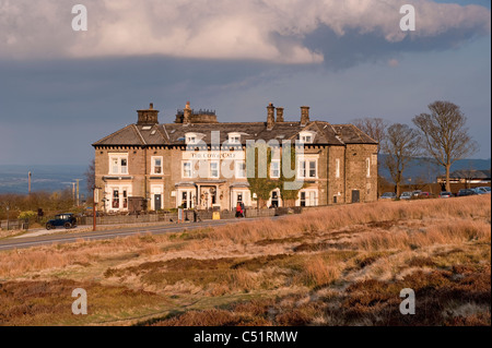 The Cow & Calf Hotel, traditional country pub restaurant (exterior) on high scenic moorland  (Vintage Inns) - Ilkley Moor, West Yorkshire, England, UK Stock Photo