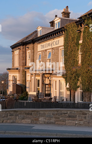 The Cow and Calf Hotel, traditional country pub restaurant (exterior) & outside seating area (Vintage Inns) - Ilkley Moor, West Yorkshire, England, UK Stock Photo